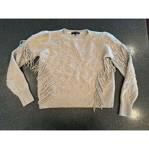 Generation Love Wool Cashmere Blend Beige Fringe‎ Sweater Size Large